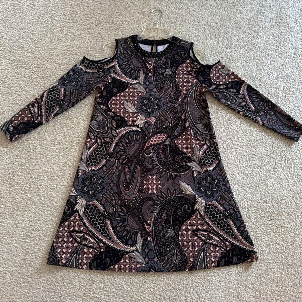 S-Twelve Elegant Black and Pink Paisley Dress